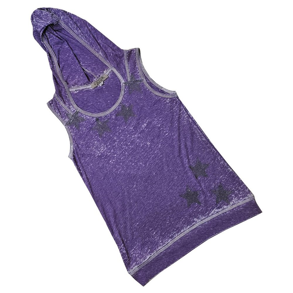 Starry Night Girl's Purple Burnout Hooded Tank